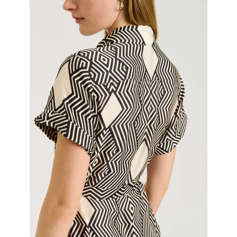 Veronika Maine Geo Tile Border Shirtdress image number 2